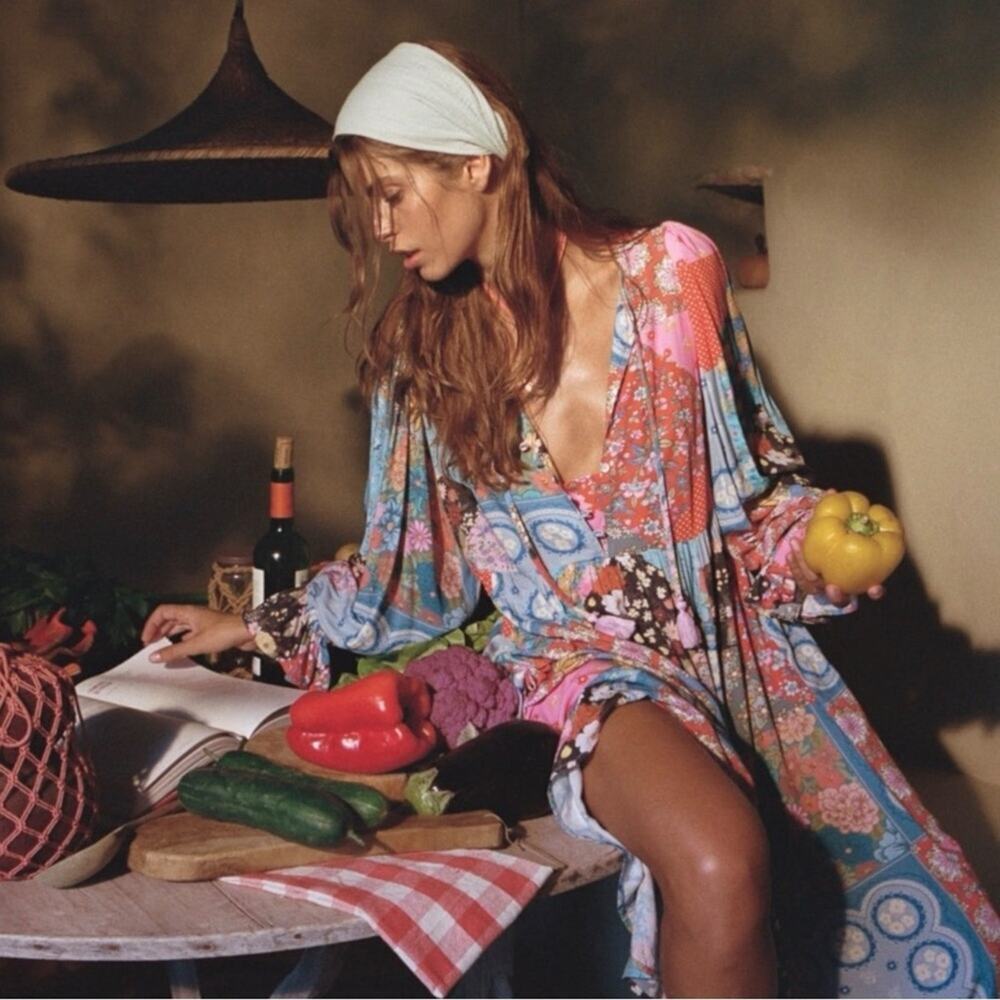 Spell & the Gypsy Bohemian Patchwork 70s Witchy Cha Cha Maxi Dress Size Small - Picture 6 of 16